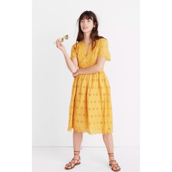 Never worn Madewell Scalloped Eyelet Midi Dress - Picture 2 of 6